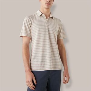 NWT Rails Hemp and Cotton Cream Polo Classic Rainbow Striped Short Sleeve Shirt